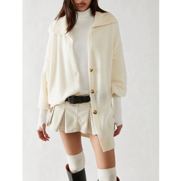 New Free People Swim Too Deep Cashmere Oversized Cardigan Sweater M - Picture 2 of 11